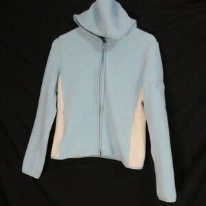 GAP | small | Light Blue Zip-Up Fleece Hoodie | White Side Panels | Zip Pockets